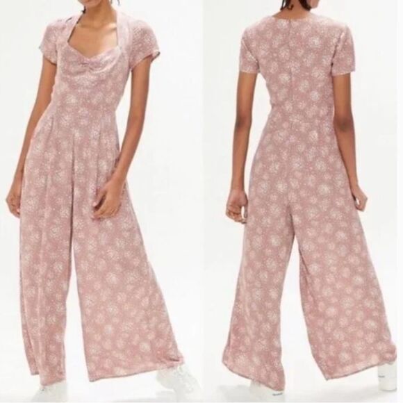 Urban Outfitters Pants - Urban Outfitters  KerriAnn Boho Wide Leg Jumpsuit Pink Print Small
